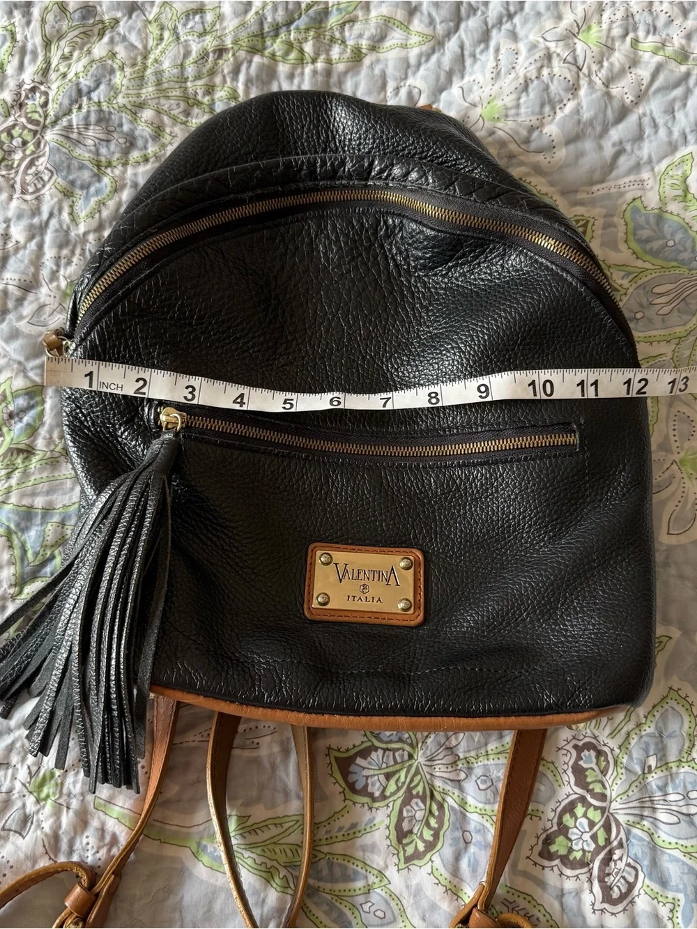 Valentina Black and Brown Genuine Leather Backpack